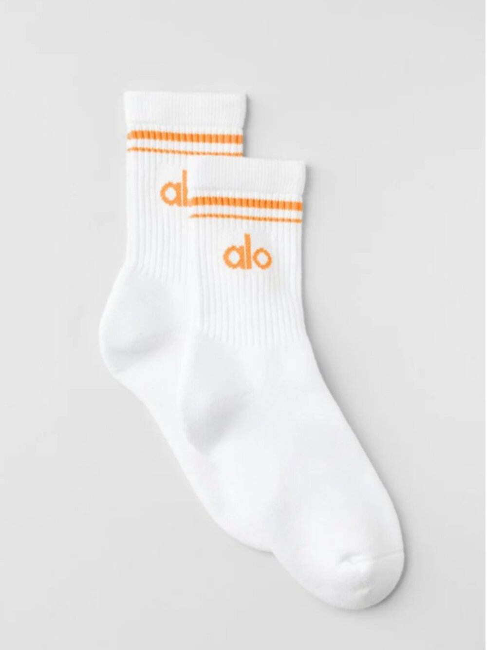Alo Half-Crew Throwback Socks Satsuma Breeze White NWT